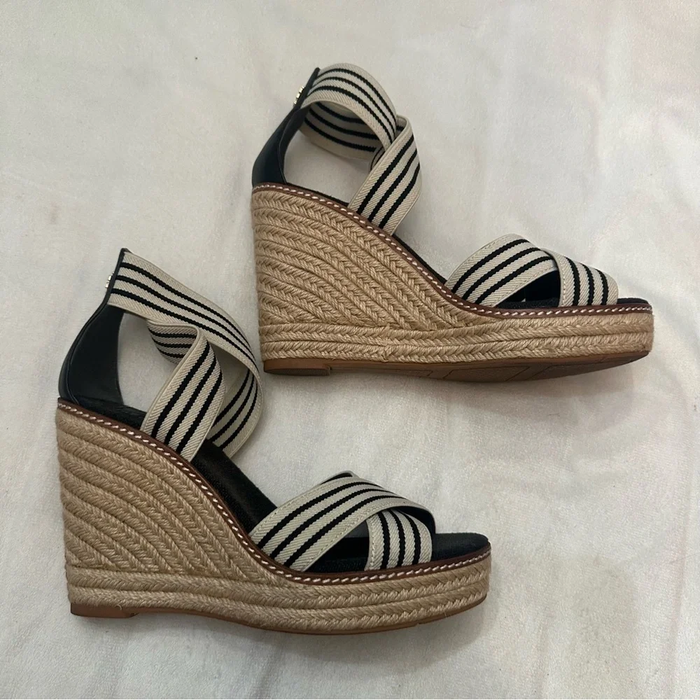 Tory Burch Women's Frieda Platform Wedge Espadrille Sandals Size 8.5M